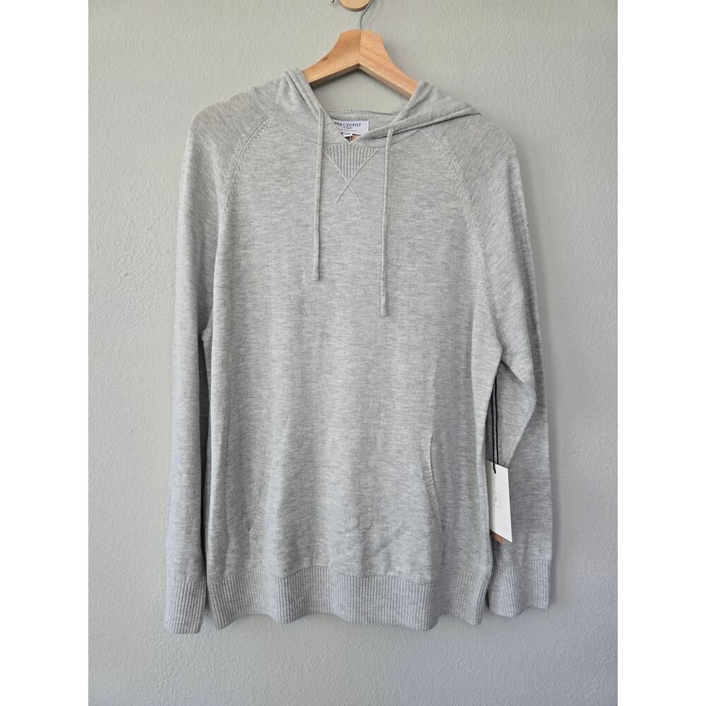 Precedent Cashmere Blend Gray Hoodie Sweater Men's Size L - NWT - Lightweight